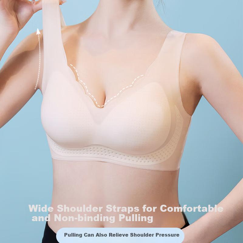Dushiliren Women's Summer Thin Bra, Anti-Sagging, Side Support, Push-Up for Small Breasts, Beautiful Back Design, Seamless, Wireless Brassiere