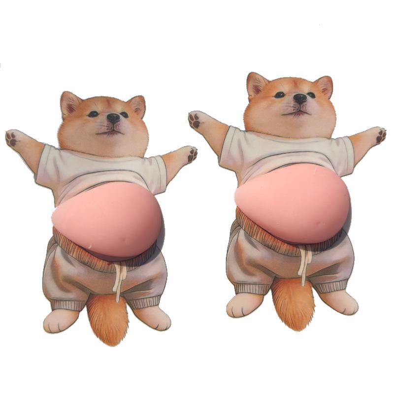 1/2Pcs Cute 3D Squeezable Soft Belly Dog Cat Stickers DIY Relieve Stress Mobile Phone Laptop Decoration Decal Home Decor
