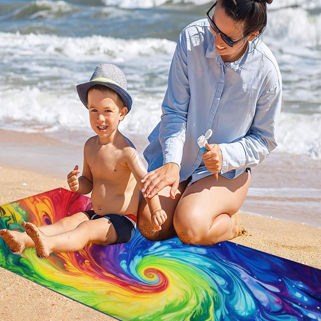 Creative Painting digital-printed polyester Superfine fiber double-sided fleece Beach vacation bath towel, beach towel