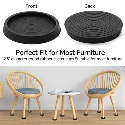Round Rubber Anti Slip Caster Cup Quick Install Rubber Couch Stoppers Furniture Coaster  Bar Stools