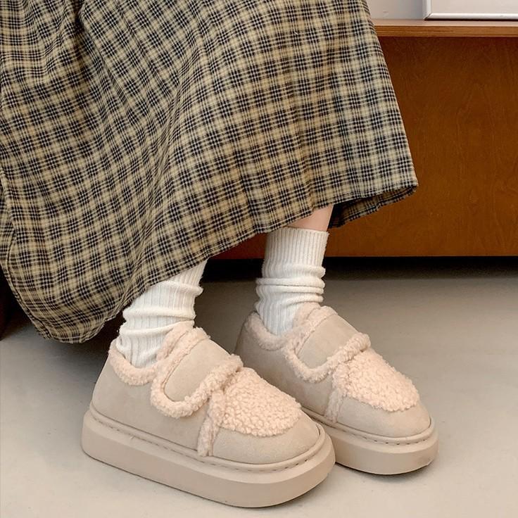 Fashion warm and warm Velcro heightened platform cotton shoes women's 2025 new winter velvet thickened bread shoes