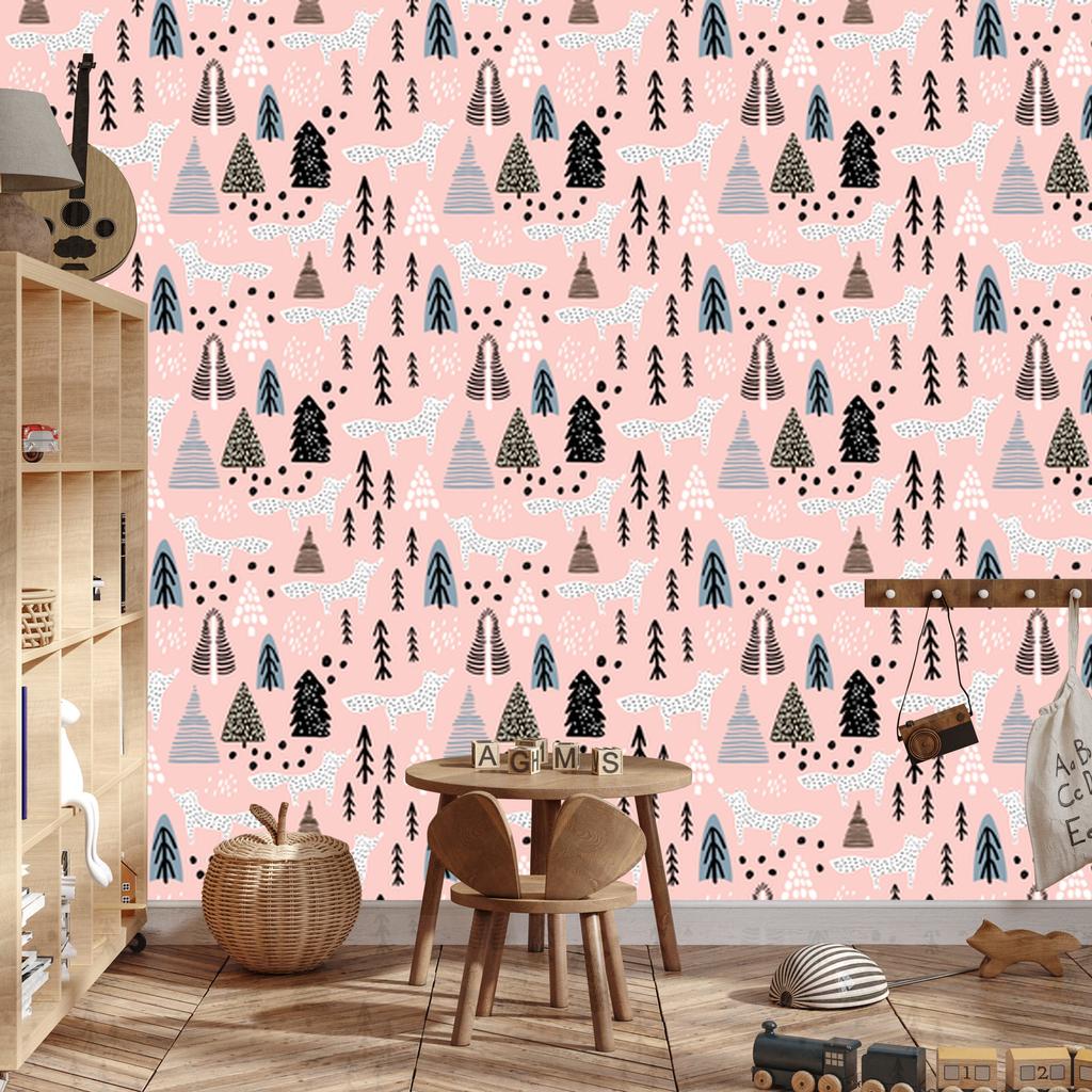 Minimalist Foxes In the Forest Wallpaper for Living Room and Bedroom 50x1000