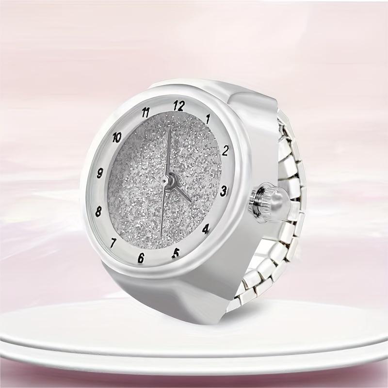 

Full Sky Star Trendy Ring Watch Finger Band Sparkling Advanced Cool Wind Time Watching Ring Watch Fast Technology Sense білий