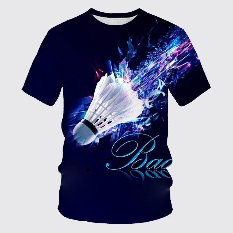 T-shirt Imprimé 3D Hot Blood Badminton Vêtements de Sport Loisir Streetwear T-shirt Oversize Manches Courtes Pulls Haut