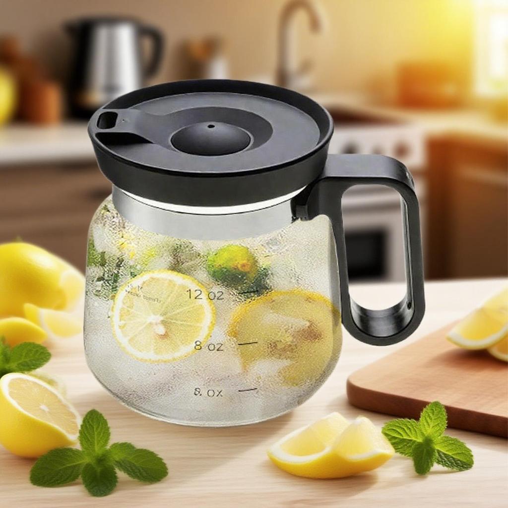 16 Oz Glass Coffee Mug with Lid, Dishwasher Safe Heat-Resistant Cup for Car Office, Portable Tea Pot Home Outdoor Use