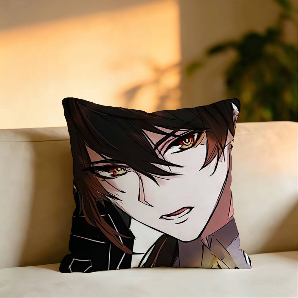 Game Genshin Impact ZhongLi Square DoubleSided printed Pillow Case Bedroom Bedside Pillow Sofa Cushion Cover