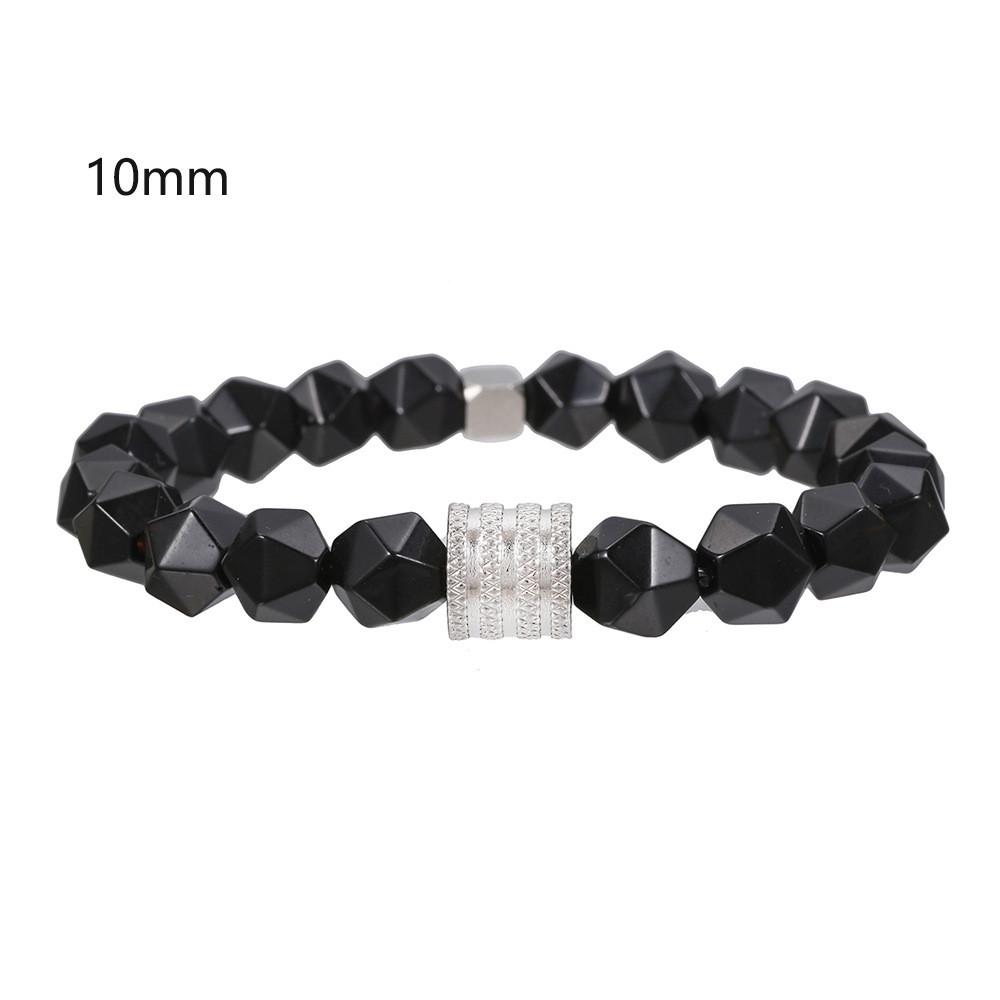 Minimalist White Turquoise Beaded Bracelet For Men And Women With Geometric Hexagon Design