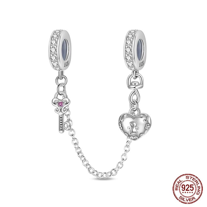 Copper Heart Shaped Keylock Cross Pattern Fantasy Cat Claw Safety Chains Fit Qikaola Original Bracelets Diy Jewelry