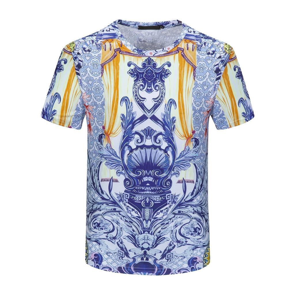 Men's and Women's Summer T-shirts 3D Printed Baroque Royal Luxury Small Floral Round Neck Short Sleeve Loose Oversized Nice Top