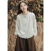 Literary and Retro Fungus Edge Stand-up Collar Shirt for Women's Early Autumn Salt-tie Wear with Underlay Petty Bourgeoisie Top