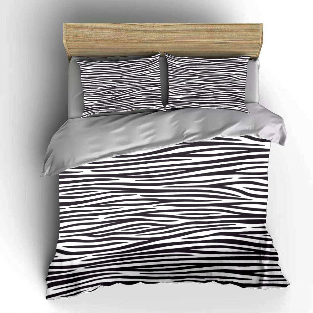 Zebra Stripe Black and White Bedding Set Bedding Set (1 Duvet Cover, 2 Pillowcases, Duvet Not Included)