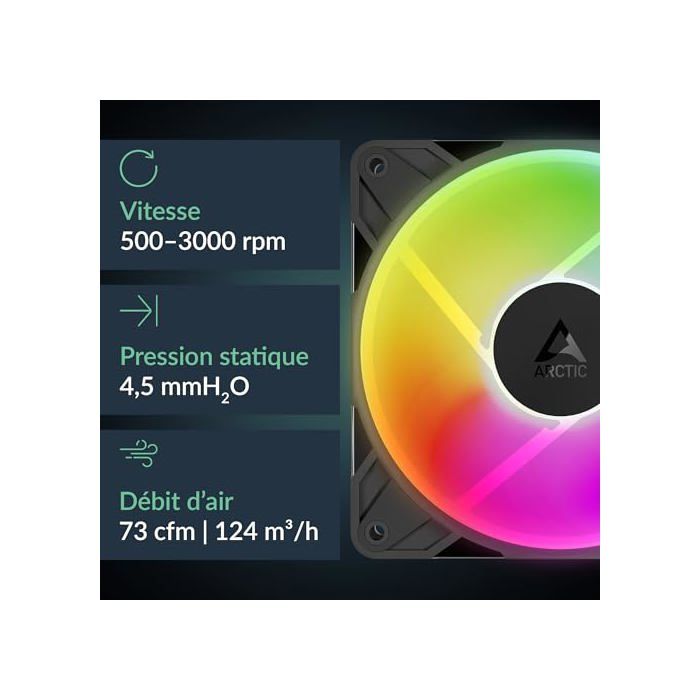 Ventilateur 120 mm - ARCTIC - P12 Pro Reverse A-RGB - Flux d'air inversé - PWM - Noir
