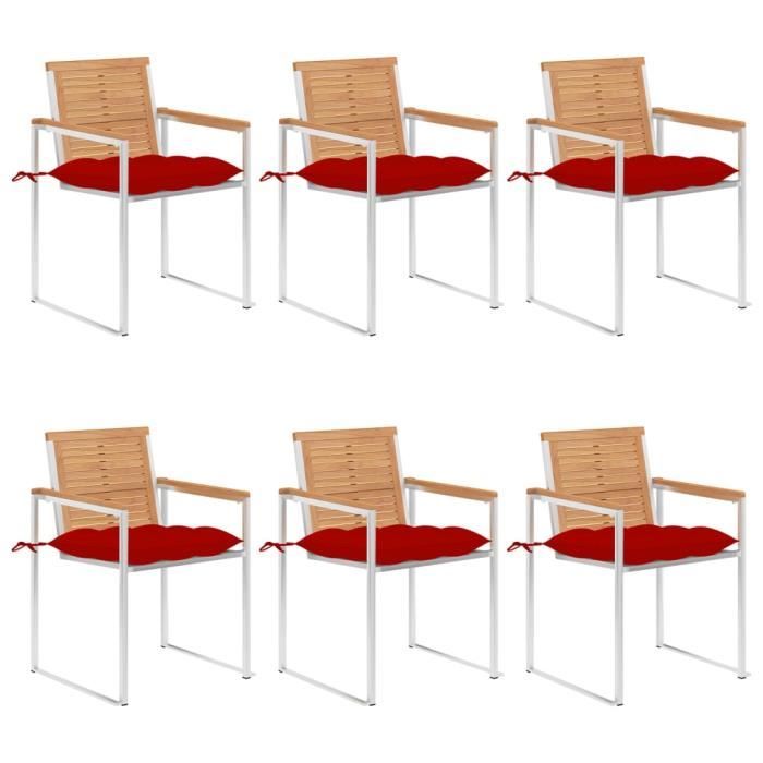 Garden Chairs 6 Pcs, with Cushions vidaXL Solid Teak Wood.
