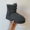 New leather wool metal buckle thick-soled muffin snow cotton boots thickened warm short boots small women's shoes