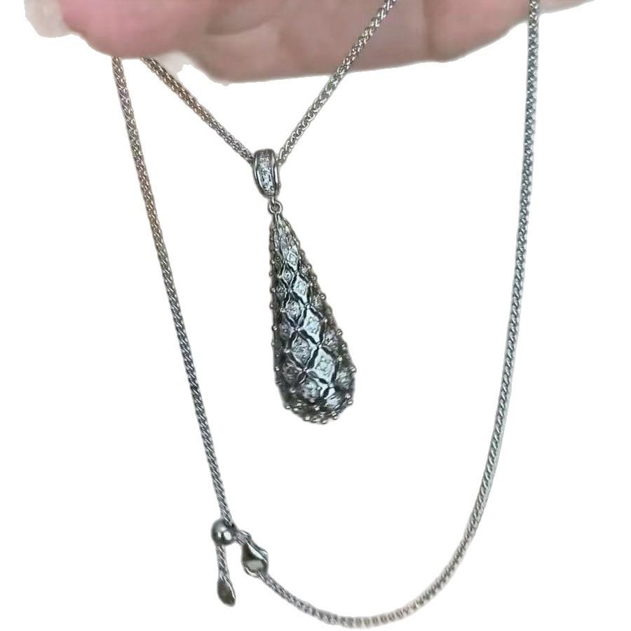 Jinqi's High-end New Diamond Studded Necklace with Droplet Shaped Inlay and Colorful Treasure Collarbone Chain, Fashionable and Versatile
