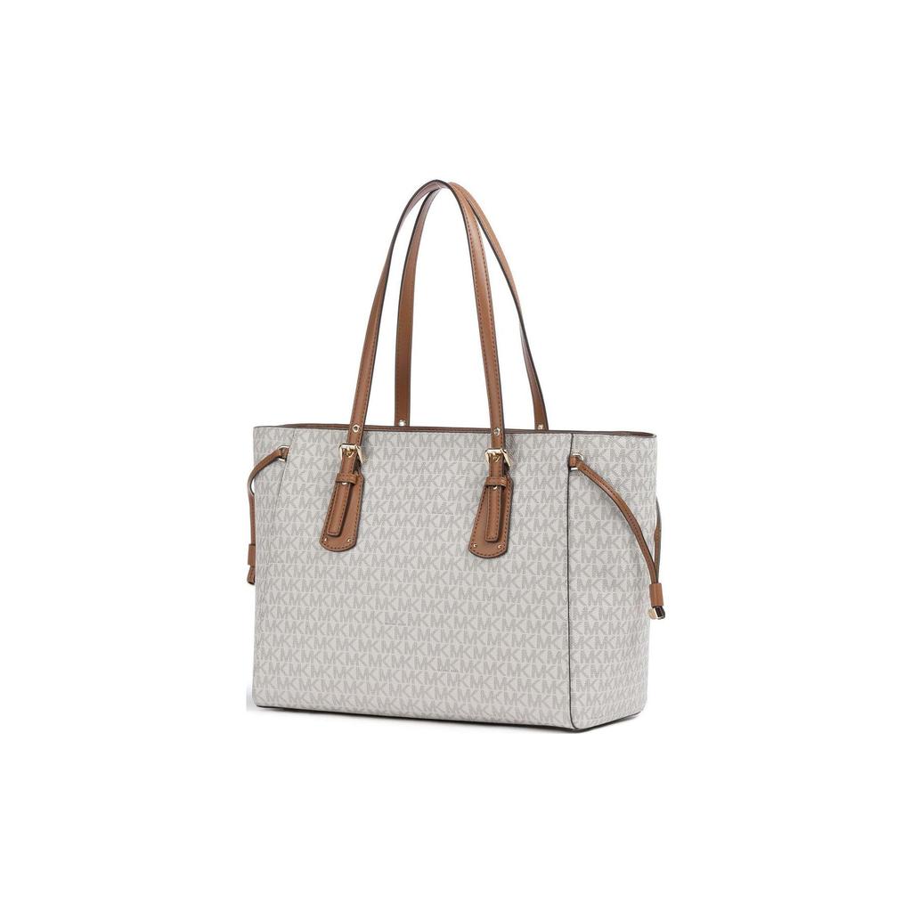 Michael Kors Voyager Artificial Leather Tote Bag, Shopping Bag, Shoulder Bag Medium Women's Vanilla White 30F8GV6T2B-150