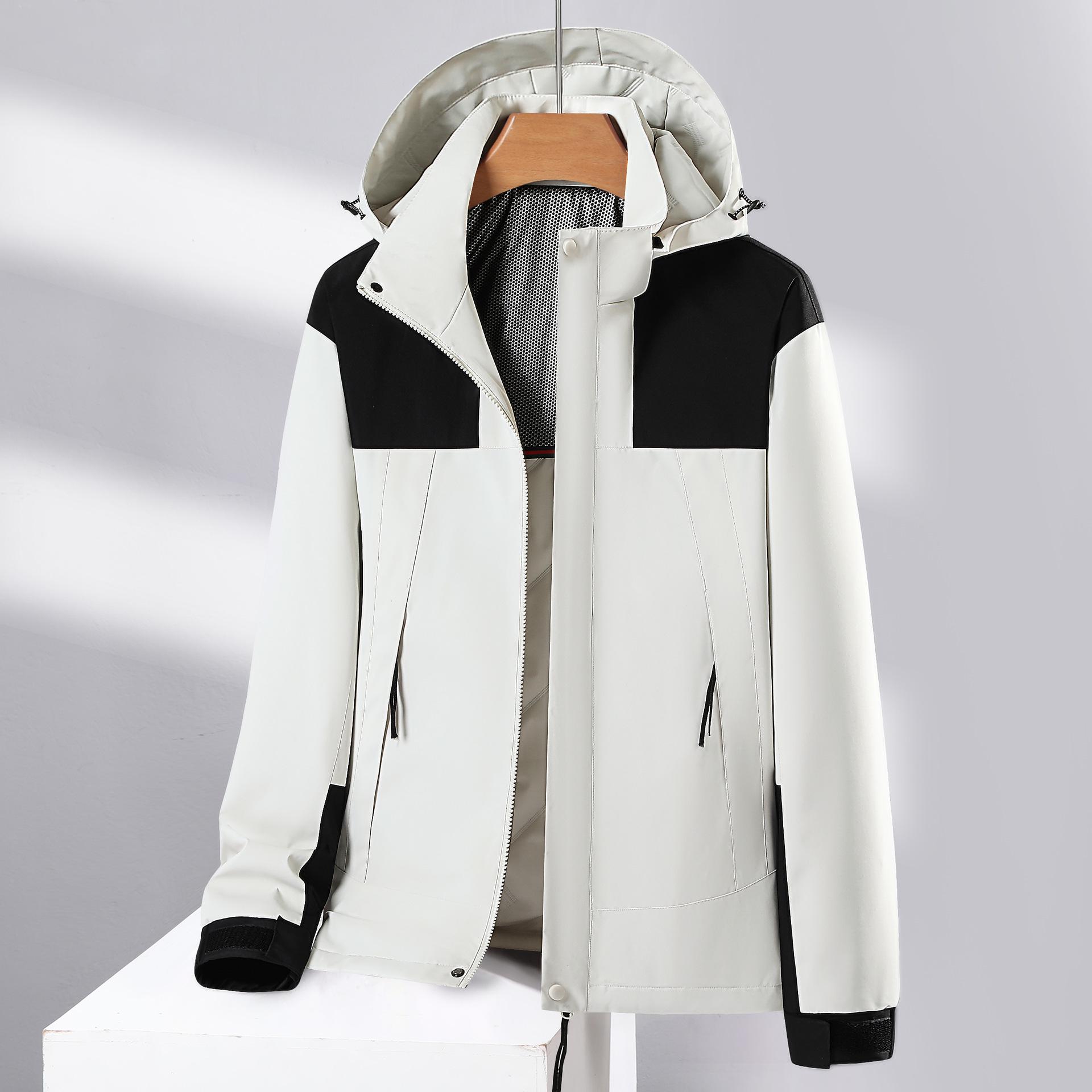 

23 Зимняя куртка с графеновым подогревом и защитой от ветра - Унисекс, Утепленная хлопковой подкладкой, Альпинистский костюм в стиле колор-блок 5XL белый/слоновая кость