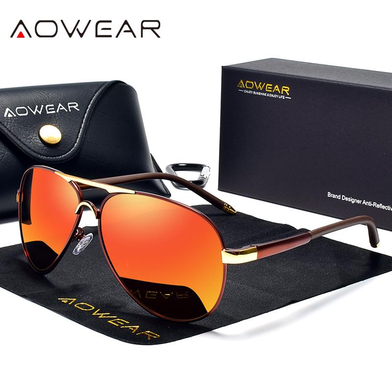 AOWEAR Męskie Okulary Lotnicze Męskie Polaryzacyjne Lustrzane Okulary Przeciwsłoneczne dla Mężczyzny HD Jazda Pilot Okulary Przeciwsłoneczne lunettes de soleil homme