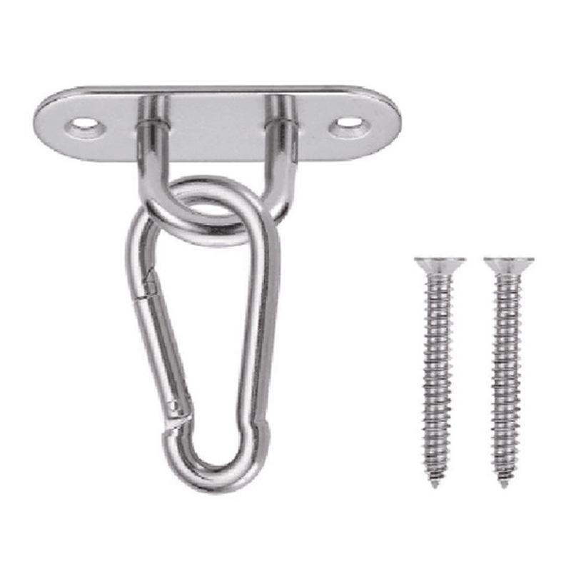4-Piece 5mm Oval Screw Hook with Stainless Steel Latch and Base for Marine Rigging