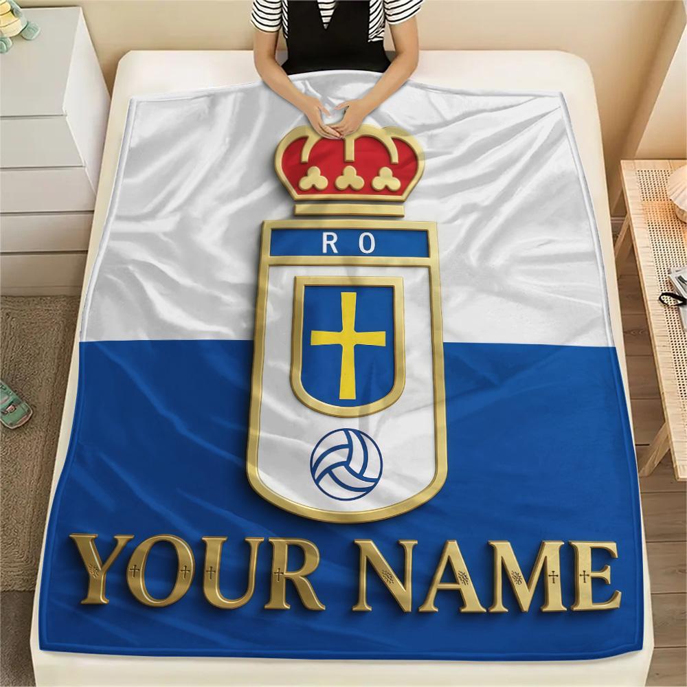 1PC Custom Name Real Oviedo Patterned Flannel Blanket Suitable For All Seasons for Home Decor Warmth and Comfort Gifts Holiday Present -HE185