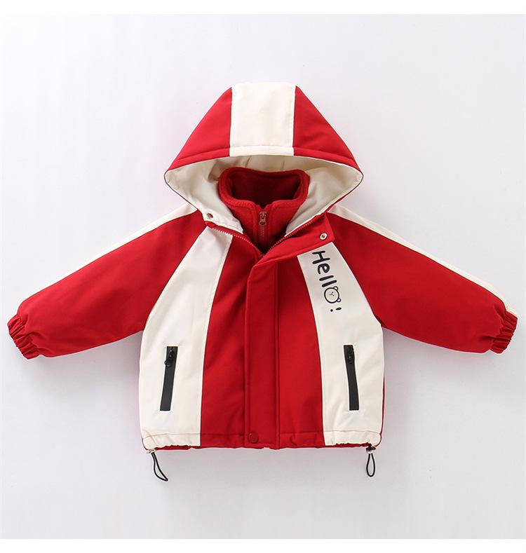 Colorblock Dreiteiliges Jungen-Kapuzen-Skijacken-Set für Kleinkinder und kleine Kinder - Gefüttert und vielseitig für Herbst und Winter