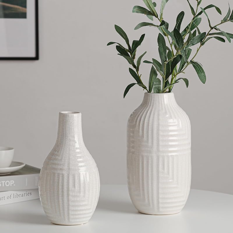 hjn hjn White Vase -Flower Vase for Decor,White Ceramic Vase for Table,Modern Decor Vases for Living Room/Bookshelf/Mant белый