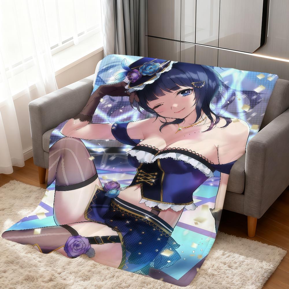 anime art cute girl a-asaka karin soft warm plush blanket for dormitory sofa living room pet hogar bedroom gift nap home Flannel