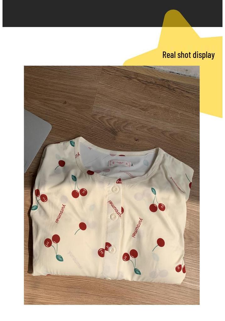 Maternity Labor Gown & Nursing Pajama Set with Built-in Bra for Spring/Summer