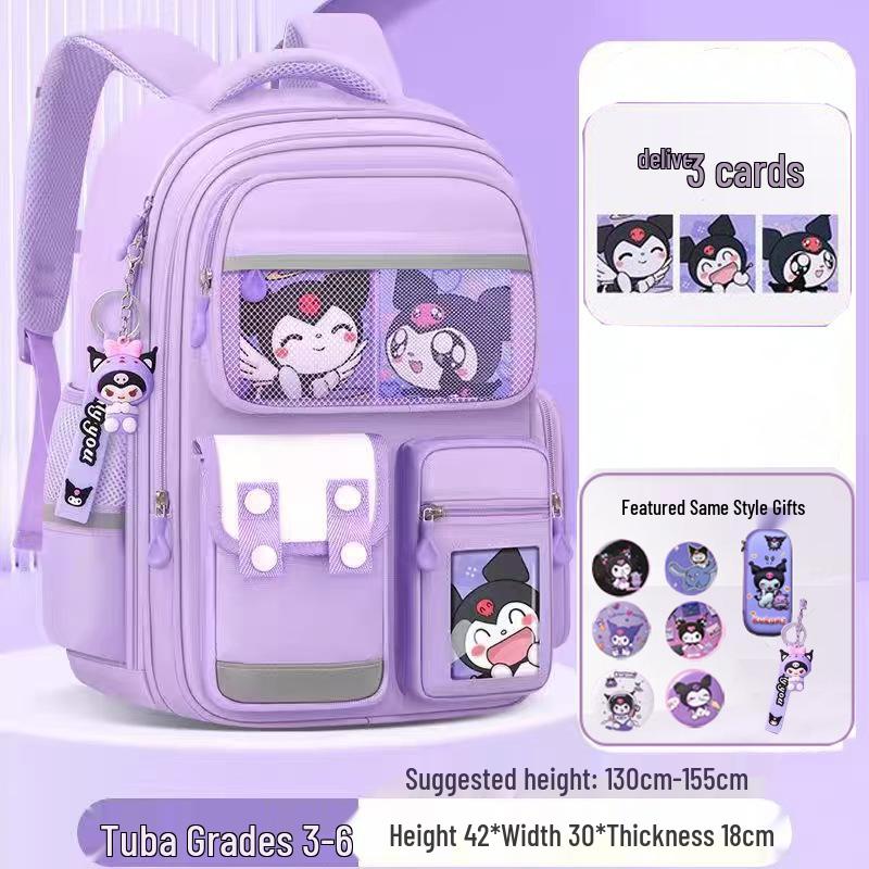 Kuromi Spine-Protecting Schoolbag: Lightweight, Large Capacity for Sixth Grade Girls
