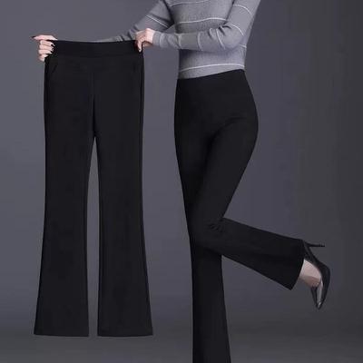 Winter Warme Flared Broek met Hoge Taille voor Dames, Plus Size, Rechte Pijp, Casual Pak voor Lente en Herfst 2024