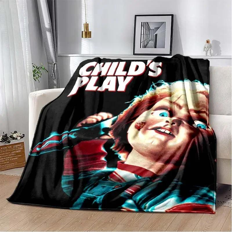 3D Horror Movie Character Chucky Saw Cartoon Area Blanket Fashion Soft Cozy Living room Bedroom Sofa Bed Travel Blanket