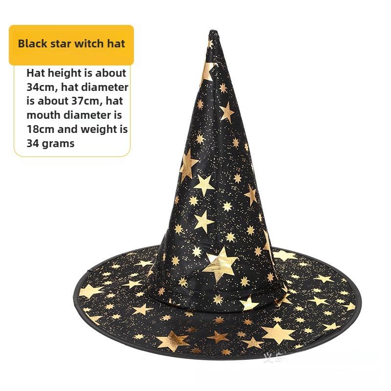 Halloween Prom Party Hat Witch Hat Witch Hat Veil Hat Printed Pumpkin Hat Black Tip Hat