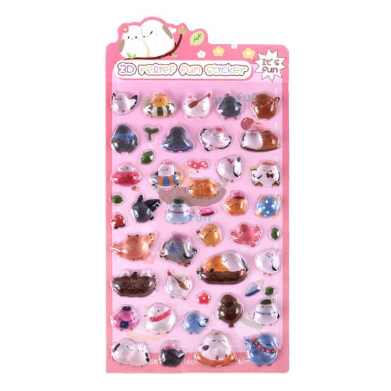 3D Panda Bunny Puffy Stickers Faux Crystal Gem Relief Stickers for Phone Decoration Cute Cartoon Stickers for Kids DIY Crafts