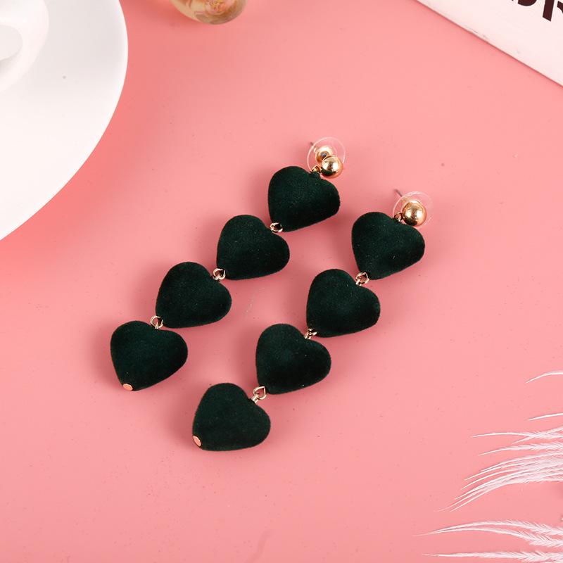 Korean Style Velvet Heart Earrings - Popular Love Heart Design
