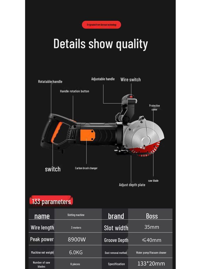 Laser Automatic Electrician & Plumber Dust-Free Concrete Slotting Machine