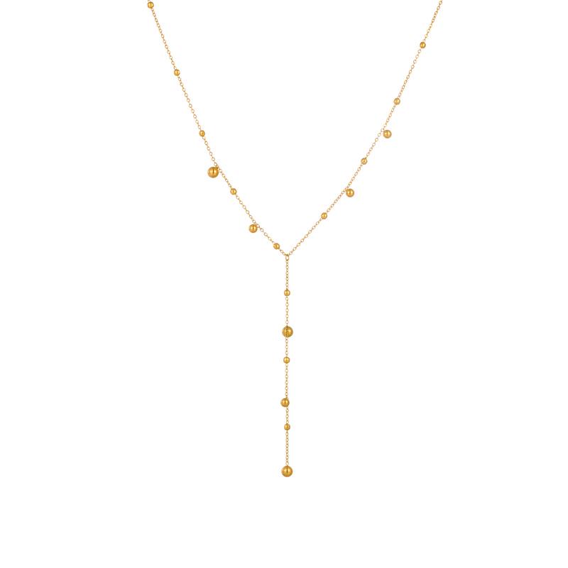 Stylish Stainless Steel Clavicle Chain Necklace with Tassel Pendants - European & American High-End Design for Women