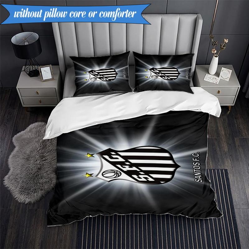 3PCS Fc Crest Design Printed Soft Bedding Set,Including 1pc Duvet Cover And 2pcs Pillowcases Perfect for Bedroom, Dormitory, Fan gift