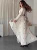 Elegant Women's European-American Summer Long Dress 2025: Waist-Cinching, Soft Feminine, Long Sleeve