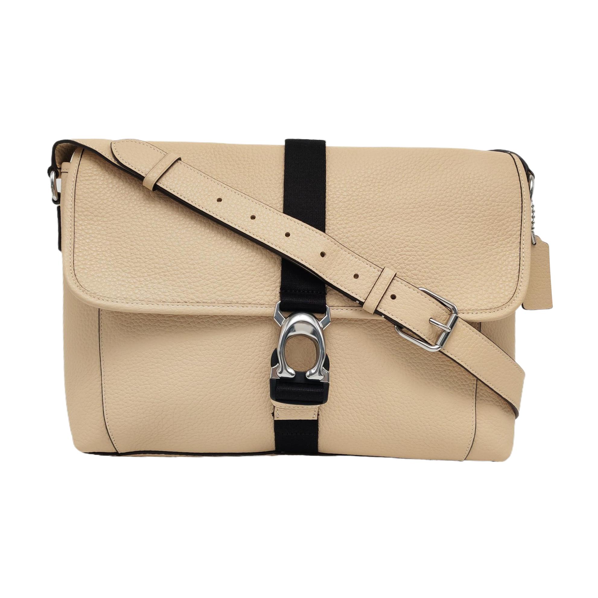 [Pre-Owned] Beck 31 Messenger Quick Clip Adjustable Shoulder Strap Litchi Grain Leather Shoulder Crossbody Bag Large - Excellent #S38F47 ONE SIZE