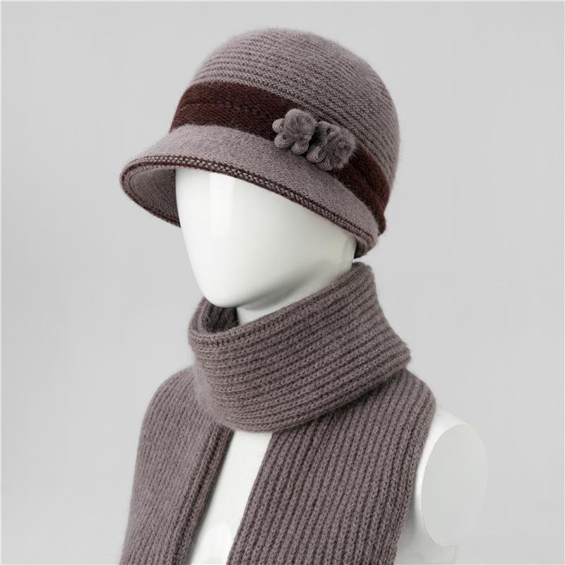 Hut Damen Herbst und Winter Fleece Warmer Hut Kältefest Gestrickter Hut Wollhut Damen