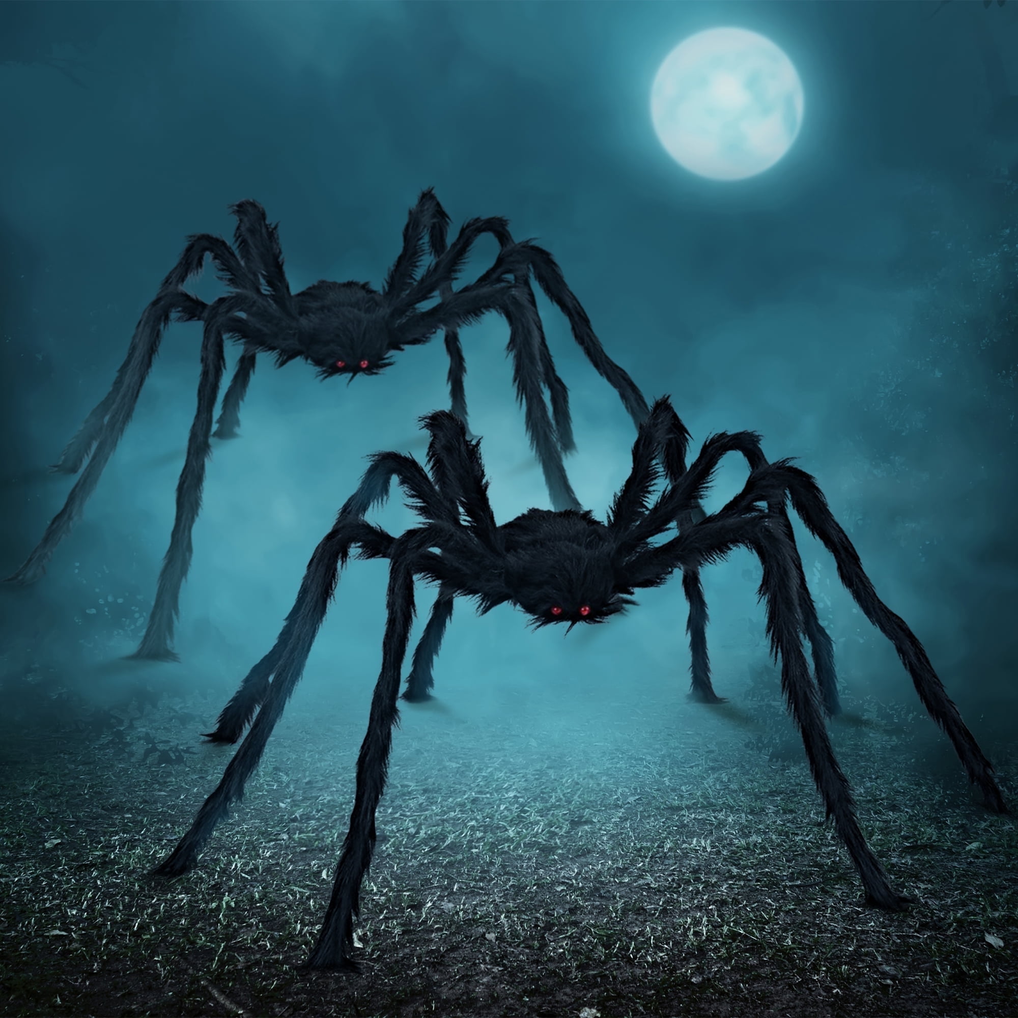 Monika Chen Black Joyfy Pack Giant Spider Halloween Decorations Scary Outdoor Party Yard Ft 2 5 Entertaining Play Safe Fun Kid Friendly