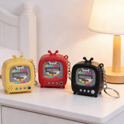 Retro Micro TV Keychain Light-Up Glowing Screen Vintage Design Key Chain with Classic Sound Effects Backpack Accessories