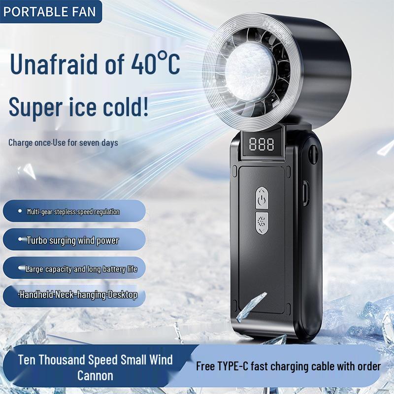 

2026 High-Speed Foldable Handheld Fan with 100-Speed Adjustable Turbo Cooling and Ice Pack Glacier White (Premium Motor, Long Battery Life)