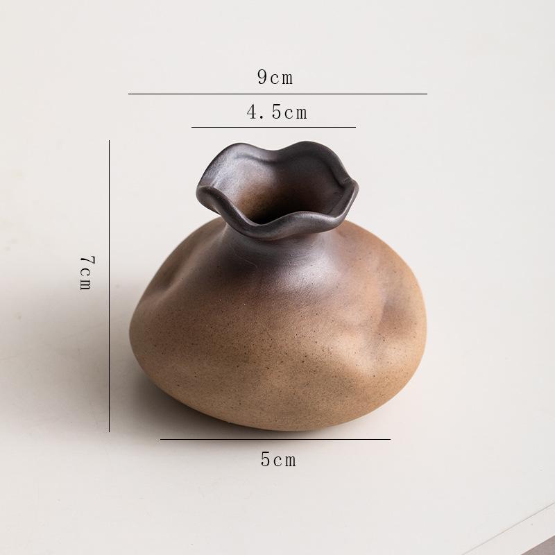 

Vintage Ceramic Vase Irregular Stone Shape, Hydroponic Flower Pot for Dried & Fresh Flowers, Creative Desktop Home Decor