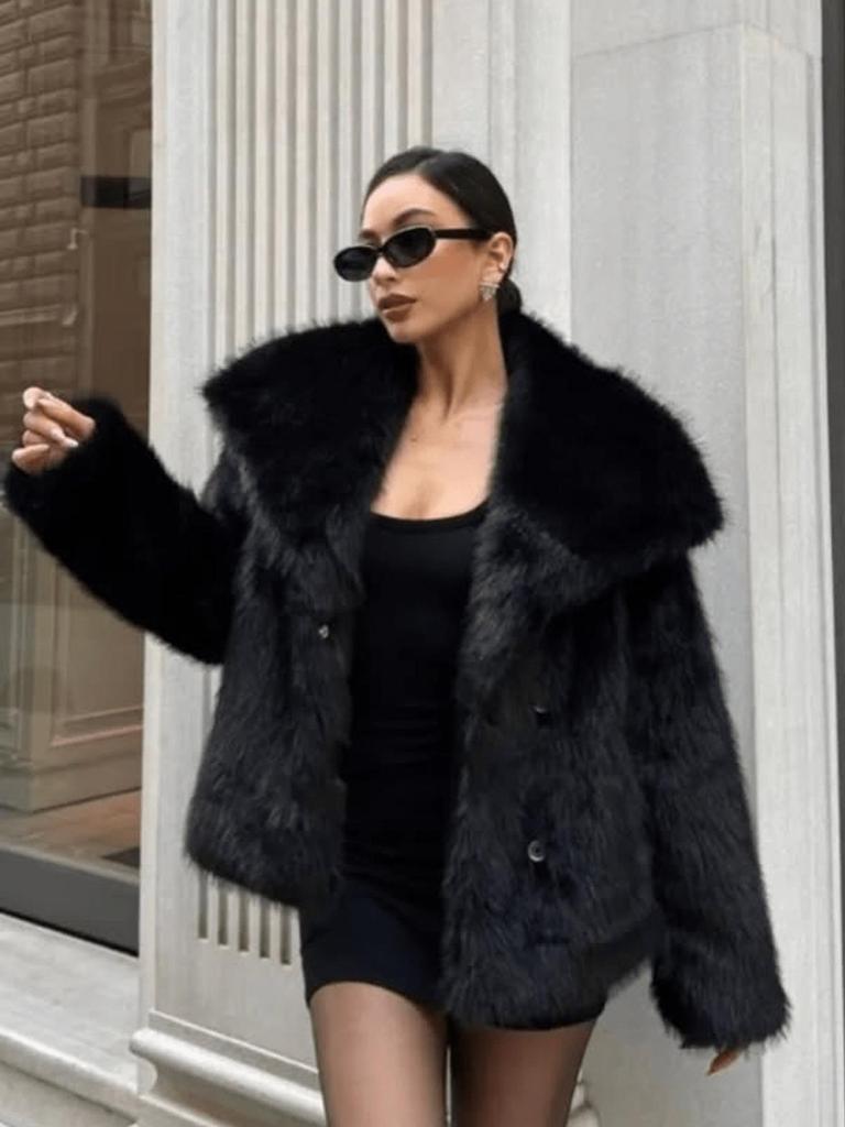 Women's Faux Fur Lapel Coat - Spring European & American Fashion, Loose Fit Hot Style