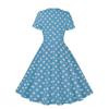 Women's Round Neck Bow Tie Polka Dot Short Sleeve Retro Swing Dress