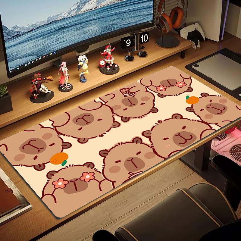 Capybara Cartoon Farbige Mauspads Große Gaming Tischunterlage Rutschfeste Laptop Tablet Große Mauspads XXL Matte Mini PC Spielmatte Mit Verriegeltem Rand