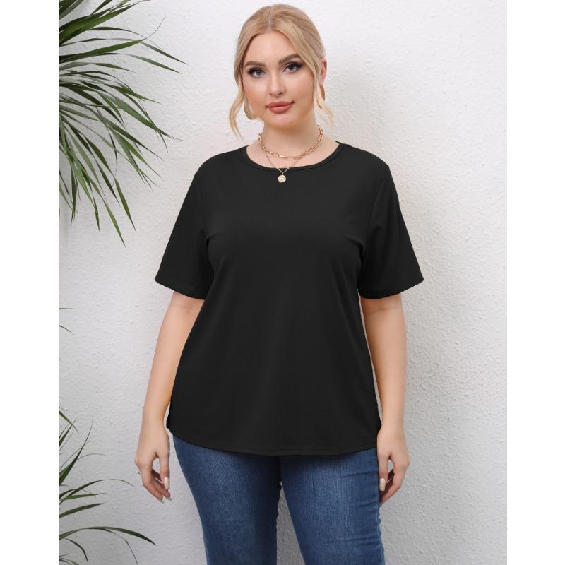 Summer Women's T-shirt Plus Size Hollow Out Casual Top Short Sleeve Casual T-shirt