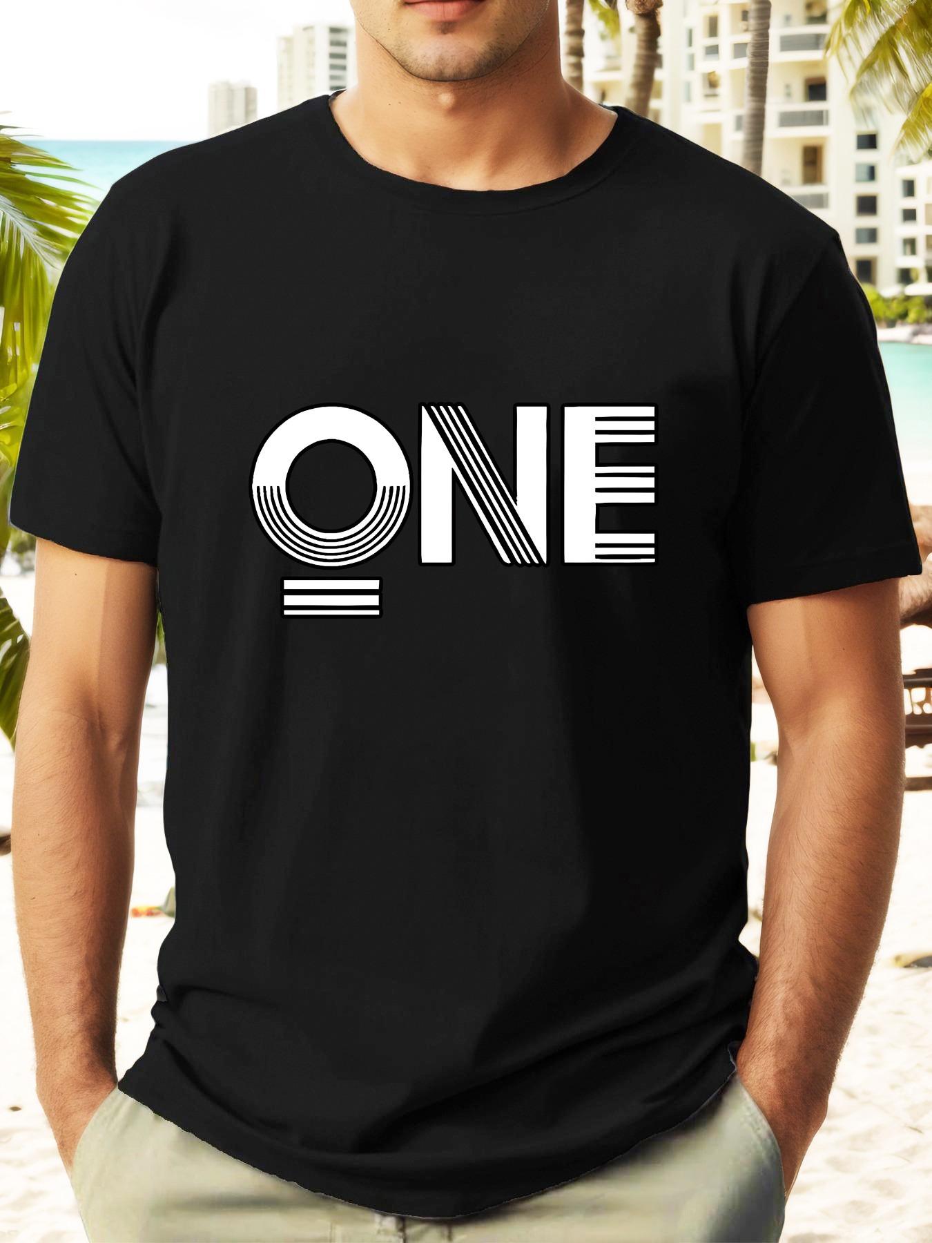 ONE Graphic T-shirt - Casual Summer Tee with Bold Black & White Design XXL
