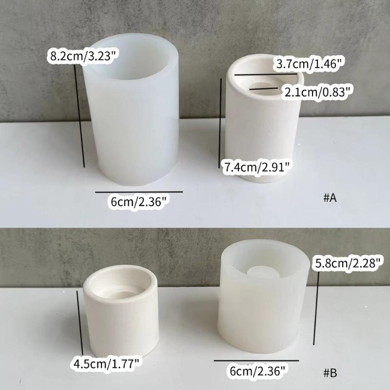 DIY Cylindrical Candlestick Mould Non Stick Candle Holder Gypsum Mold Long/Short Candlesticks Silicone Mold Home Decors
